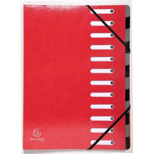 Exacompta 53925E Trieur Harmonika de 12 compartiment Iderama avec couverture en carte pellicule Rouge