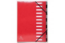 Exacompta 53925E Trieur Harmonika de 12 compartiment Iderama avec couverture en carte pellicule Rouge