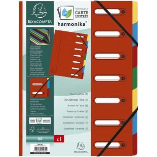 Exacompta 55075E Trieur Harmonika avec dos extensible, couverture avec fenetres decoupees 7 Compartiments 24,5x32 cm pour format