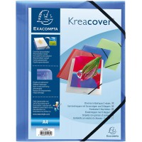 Exacompta 55182E Chemise a collectionner Kreacover A4 21 x 29, 7 cm en polypropylene avec 3 rabats avec elastique Bl