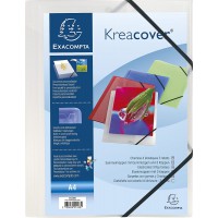 Exacompta - Ref. 55188E - Carton de 25 chemises a  elastiques 3 rabats Kreacover - en polypropylene translucide - dimensions 24 