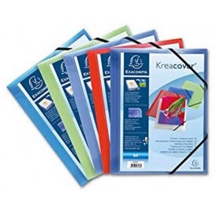 Lot de 25 : EXACOMPTA 55189E Chemise a elastiques 3 rabats polypropylene opaque Krea Cover - A4 Couleurs aleatoires