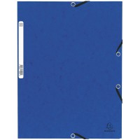 Lot de 10 : Exacompta - Ref. 55302E - 1 Chemise a elastique 3 rabats carte lustree 355gmÂ² - format 24x32 cm - pour A4 - Bleu