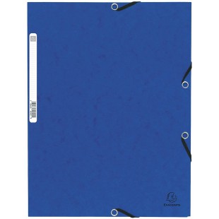 Lot de 10 : Exacompta - Ref. 55302E - 1 Chemise a elastique 3 rabats carte lustree 355gmÂ² - format 24x32 cm - pour A4 - Bleu