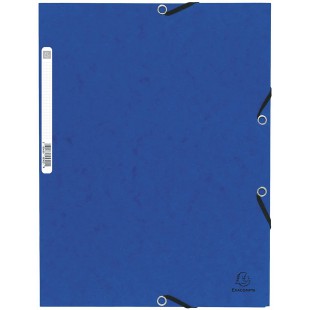 Lot de 10 : Exacompta - Ref. 55302E - 1 Chemise a elastique 3 rabats carte lustree 355gmÂ² - format 24x32 cm - pour A4 - Bleu