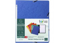 Lot de 10 : Exacompta 55412E Chemises a elastique sans rabat en carte lustree 355 g/mÂ² 24 x 32 cm Bleu