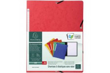 Lot de 10 : Exacompta 55415E Chemises a elastique sans rabat en carte lustree 355 g/mÂ² 24 x 32 cm Rouge