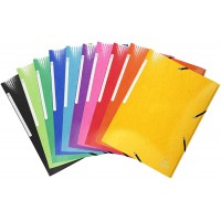 Lot de 25 : EXACOMPTA 55829E Chemise a elastiques 3 rabats Maxi capacity carte lustree pelliculee 425gm² Iderama A4 Couleurs ale