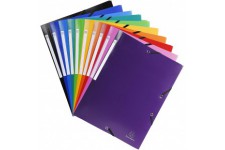Lot de 10 : Exacompta - Ref. 55840E chemises a 3 rabats avec elastique OPAK 24x32 cm polypro 5/10 eme avec etiquette coloris