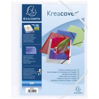 Exacompta Kreacover 55992E Chemise a  3 rabats elastiques Opaque A4 Blanc