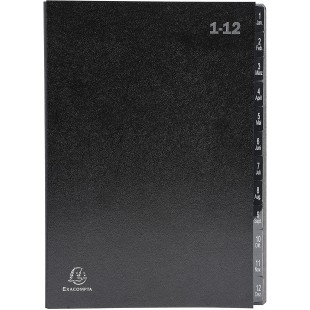 Exacompta Ordonator 57012E Trieur rigide economique 12 compartiments numeriques 24 x 34 Noir