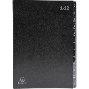 Exacompta Ordonator 57012E Trieur rigide economique 12 compartiments numeriques 24 x 34 Noir