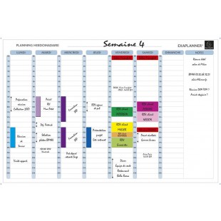 Exacompta - Ref. 58150E - 1 tableau blanc magnetique planning hebdomadaire - textes en francais - effacable a  sec - livre avec 