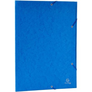 Exacompta - Ref. 59507E - Chemise a elastiques 3 rabats carte lustree 600gm² - A3 - bleu