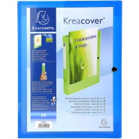 Lot de 5 : Exacompta 59982E Boite de classement avec fermeture a pression dos de 4 cm personalisable sur 1 face gamme Kreacover 