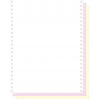 EXACOMPTA 62523E "1000 feuilles de listing autocopiantes blanc/rose/jaune 240x12"" 3plis Bandes Caroll Detachables" Blanc