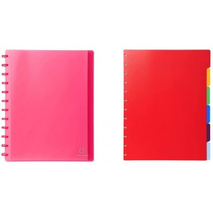 Exacompta - Ref. 86355E - Protege-Documents a  Anneaux - Rouge & 86002E Intercalaire 6 touches en polypropylene couleur format m