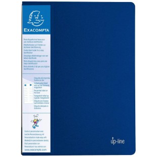 Exacompta 88402E Porte-vues personalisable rigide Kreacover Up line A4 avec porte etiquettes sur 3 Faces 80 vues Bleu