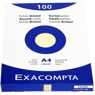 Exacompta 13326E Etui de 100 fiches bristol - uni non perfore 210x297mm - Jaune