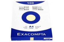 Exacompta 13326E Etui de 100 fiches bristol - uni non perfore 210x297mm - Jaune