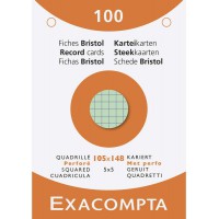 EXACOMPTA 13659E etui refermable de 100 fiches 10,5 x 14,8 cm quadrillees 5x5 perforees couleurs assorties ( 25 vertes 25 jaunes