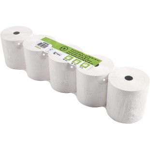 Lot de 5 : Exacompta - Ref. 43828E - bobines pour caisse 80x80mm - 1 pli thermique 55g/m2 sans Phenol. - Blanc - Metrage (+ ou