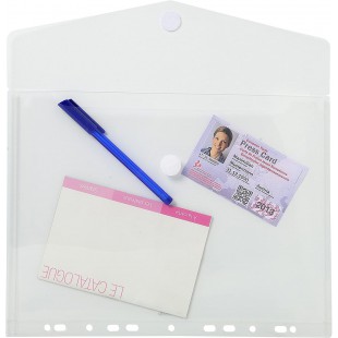 Exacompta - Ref. 57381E - Sachet de 5 pochettes-enveloppes perforees polypropylene - fermeture velcro - A4 - cristal