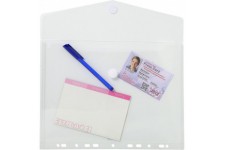 Exacompta - Ref. 57381E - Sachet de 5 pochettes-enveloppes perforees polypropylene - fermeture velcro - A4 - cristal