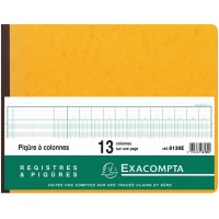 EXACOMPTA 6130E Registre Piqure 320 x 250 mm 31 Lignes 13 Colonnes Page 80 Pages Coloris de Couverture Aleatoires