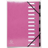 Exacompta 53928E Trieur Harmonika de 12 compartiment Iderama avec couverture en carte pellicule Rose