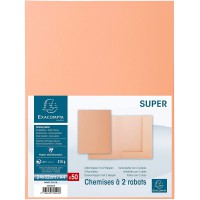 Exacompta - Ref. 332002E - Paquet de 50 chemises rigides avec 2 rabats SUPER 210 g/m² - couleurs pastel - chemises certifiees PE