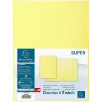 Exacompta - Ref. 332005E - Paquet de 50 chemises rigides avec 2 rabats SUPER 210 g/m² - couleurs pastel - chemises certifiees PE