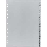 Exacompta - Ref 1720B - Intercalaires en polypropylene gris - 20 touches imprimees - alphabet allemand - adapte pour un classeme