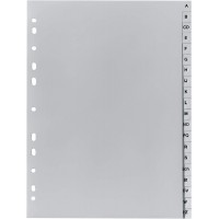 Exacompta - Ref 1720B - Intercalaires en polypropylene gris - 20 touches imprimees - alphabet allemand - adapte pour un classeme