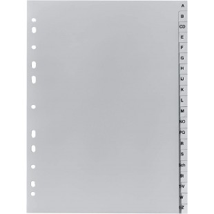 Exacompta - Ref 1720B - Intercalaires en polypropylene gris - 20 touches imprimees - alphabet allemand - adapte pour un classeme