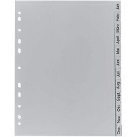 Exacompta - Ref 1812B - Intercalaires en polypropylene gris - 12 touches imprimees janvier a  decembre en allemand - adapte pour