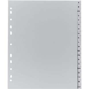 Exacompta - Ref 1920B - Intercalaires en polypropylene gris - 20 touches imprimees - alphabet allemand - adapte pour un classeme