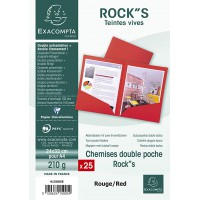 Exacompta - Ref. 415005E - Paquet de 25 chemises double poche ROCK''S 210 g/m² - couleurs vives - chemises certifiees PEFCâ„¢ - 