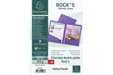 Exacompta - Ref. 415007E - Paquet de 25 chemises double poche ROCK''S 210 g/m² - couleurs vives - chemises certifiees PEFCâ„¢ - 