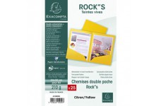 Exacompta - Ref. 415009E - Paquet de 25 chemises double poche ROCK''S 210 g/m² - couleurs vives - chemises certifiee