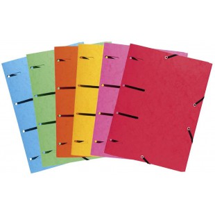 Lot de 25 : Exacompta - Ref. 447100E - Chemises a elastiques 3 rabats perforees Punchy + en carte lustree 375g/m² 6 s assortie