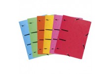 Lot de 25 : Exacompta - Ref. 447100E - Chemises a elastiques 3 rabats perforees Punchy + en carte lustree 375g/m² 6 s assortie