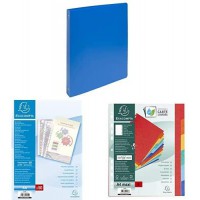 Pack Exacompta - A/Classeur semi-rigide OPAK, 4 anneaux, bleu clair + B/Sachet 50 pochettes transparentes perforatio