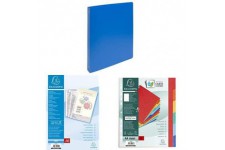 Pack Exacompta - A/Classeur semi-rigide OPAK, 4 anneaux, bleu clair + B/Sachet 50 pochettes transparentes perforatio