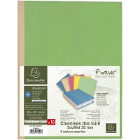 Exacompta - Ref. 771000E - Paquet de 10 chemises rigides a  soufflet dos toile Forever® 320 g/m² - dos de 30 mm - certifiees Ang