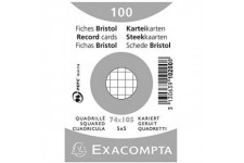 Exacompta 10200SE Paquet de 100 Fiches Bristol sous film 74x105mm quadrillees 5x5 Non perforees Blanches