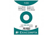 Exacompta 10809SE Paquet 100 Fiches sous film 10, 5 x 14, 8 cm ligne Non perforees Blanches