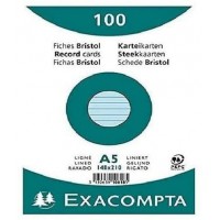 Exacompta 10818SE Paquet de 100 Fiches Bristol sous film 14, 8 x 21 cm ligne Non perforees Bleues Azur