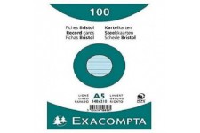 Exacompta 10818SE Paquet de 100 Fiches Bristol sous film 14, 8 x 21 cm ligne Non perforees Bleues Azur