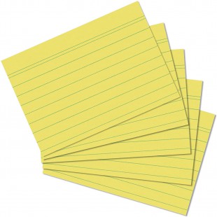 Exacompta 10820SE Paquet de 100 Fiches Bristol sous film 7, 4 x 10, 5 cm ligne Non perforees Jaune